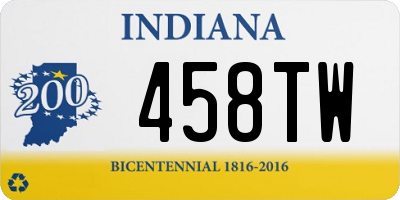 IN license plate 458TW