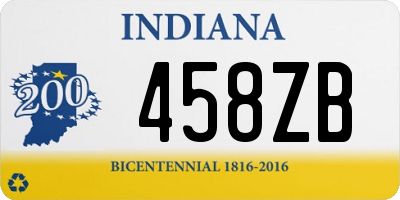 IN license plate 458ZB