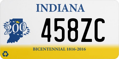 IN license plate 458ZC