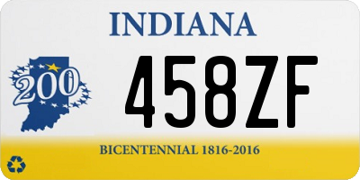 IN license plate 458ZF