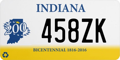 IN license plate 458ZK