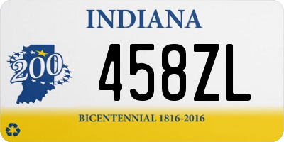 IN license plate 458ZL