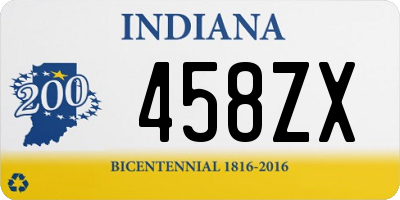 IN license plate 458ZX