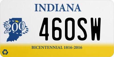 IN license plate 460SW