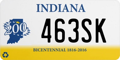 IN license plate 463SK