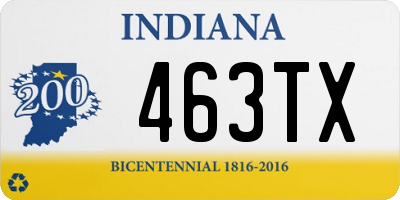 IN license plate 463TX