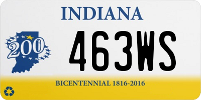 IN license plate 463WS