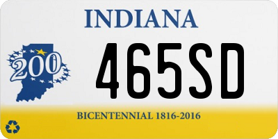 IN license plate 465SD