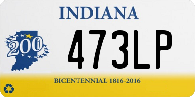 IN license plate 473LP