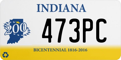 IN license plate 473PC