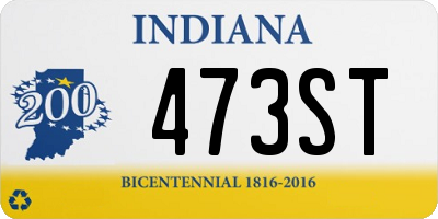 IN license plate 473ST