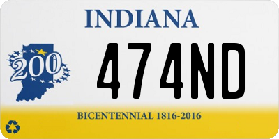 IN license plate 474ND