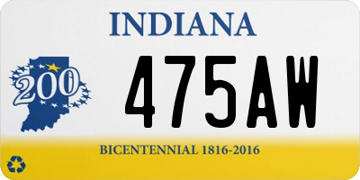 IN license plate 475AW