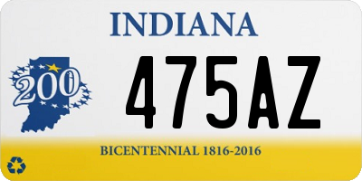 IN license plate 475AZ