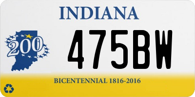 IN license plate 475BW