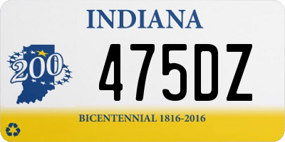 IN license plate 475DZ