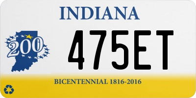 IN license plate 475ET