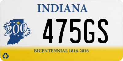 IN license plate 475GS