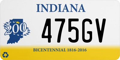 IN license plate 475GV