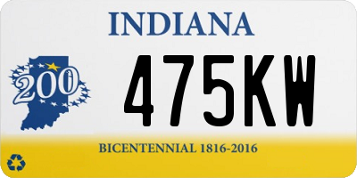 IN license plate 475KW