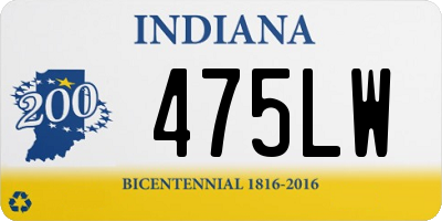 IN license plate 475LW