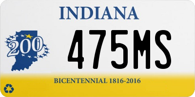 IN license plate 475MS