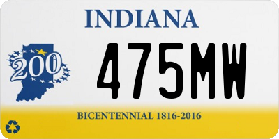 IN license plate 475MW