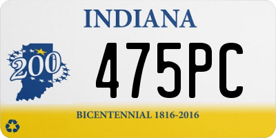 IN license plate 475PC