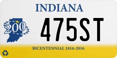 IN license plate 475ST