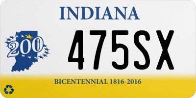 IN license plate 475SX