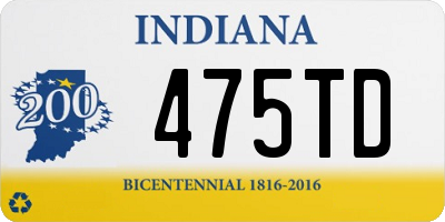 IN license plate 475TD