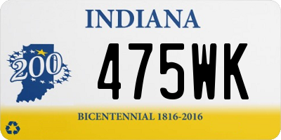 IN license plate 475WK
