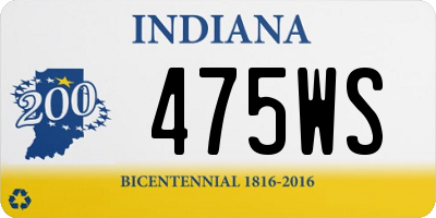 IN license plate 475WS