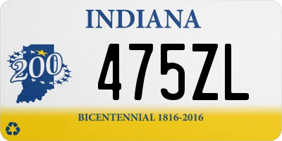 IN license plate 475ZL