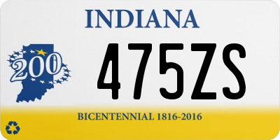 IN license plate 475ZS