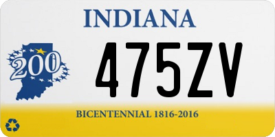 IN license plate 475ZV