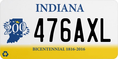 IN license plate 476AXL