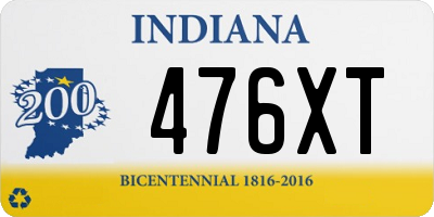 IN license plate 476XT