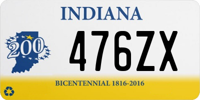 IN license plate 476ZX