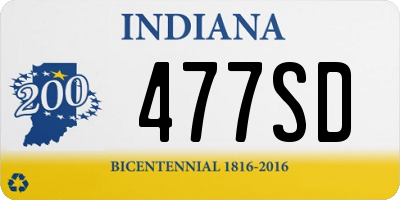 IN license plate 477SD