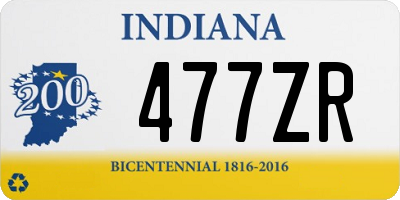 IN license plate 477ZR