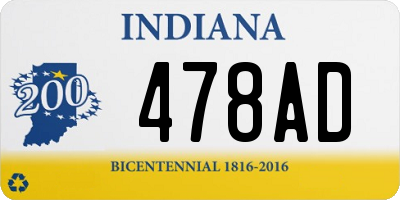 IN license plate 478AD