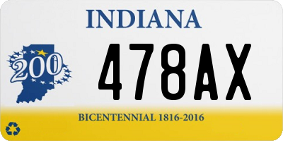 IN license plate 478AX