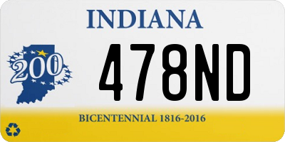 IN license plate 478ND