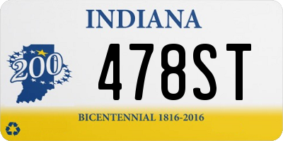 IN license plate 478ST