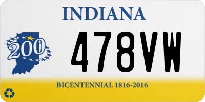 IN license plate 478VW