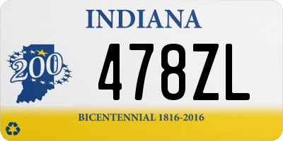 IN license plate 478ZL