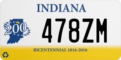 IN license plate 478ZM