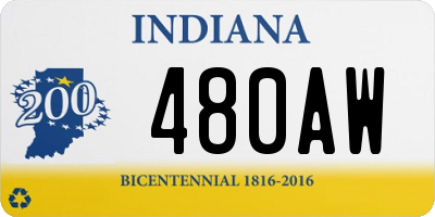 IN license plate 480AW