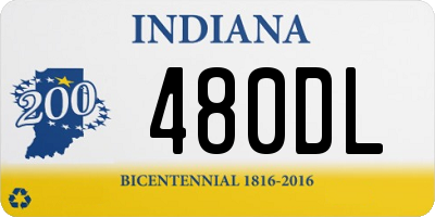 IN license plate 480DL